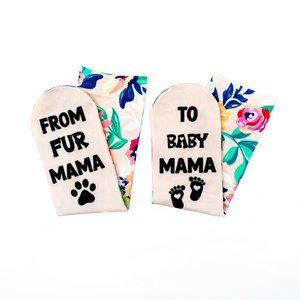 Pregnant Mom Socks, Floral Socks, New Mom Socks, From Fur Mama To Baby Mama Sock